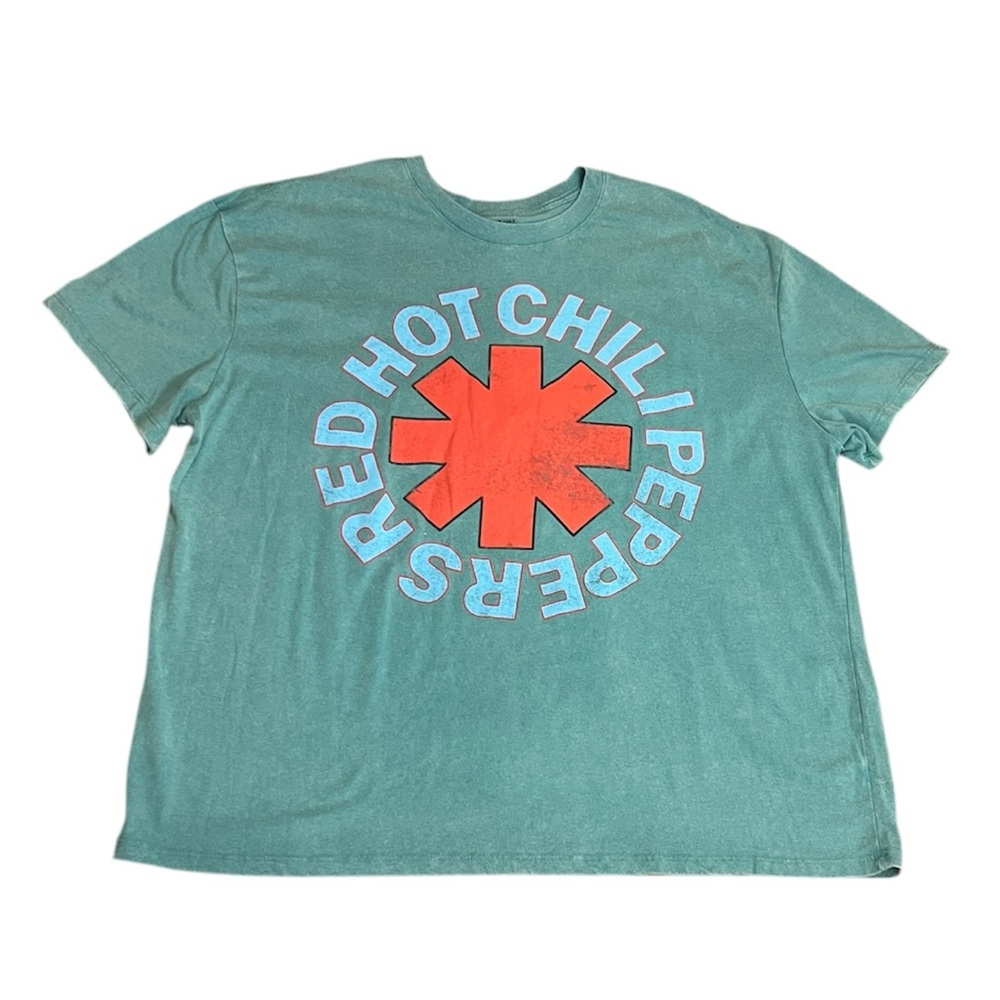 Red Hot Chili Peppers teal & red band teeshirt XL NWT